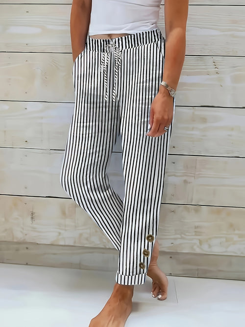 Quincy | Casual Striped Trousers - Ciara & Fiona