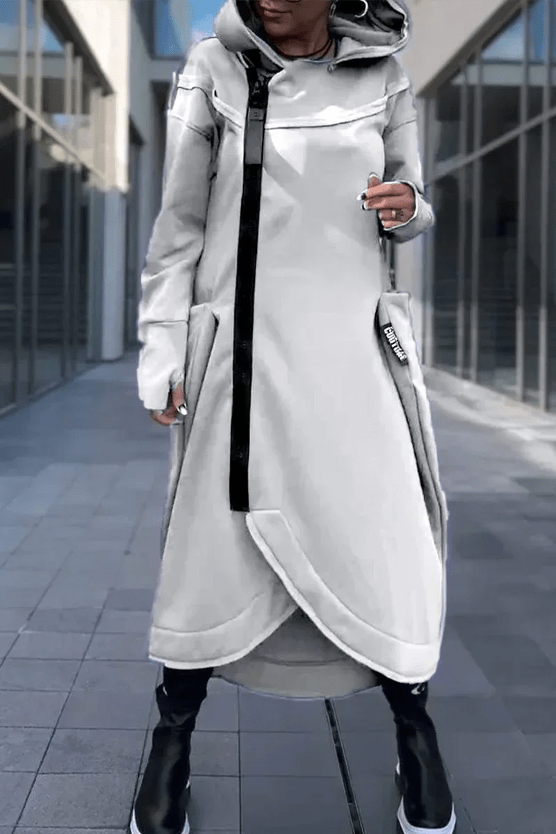 Rachele | Lightweight Long Zip - up Hoodie Dress - Ciara & Fiona