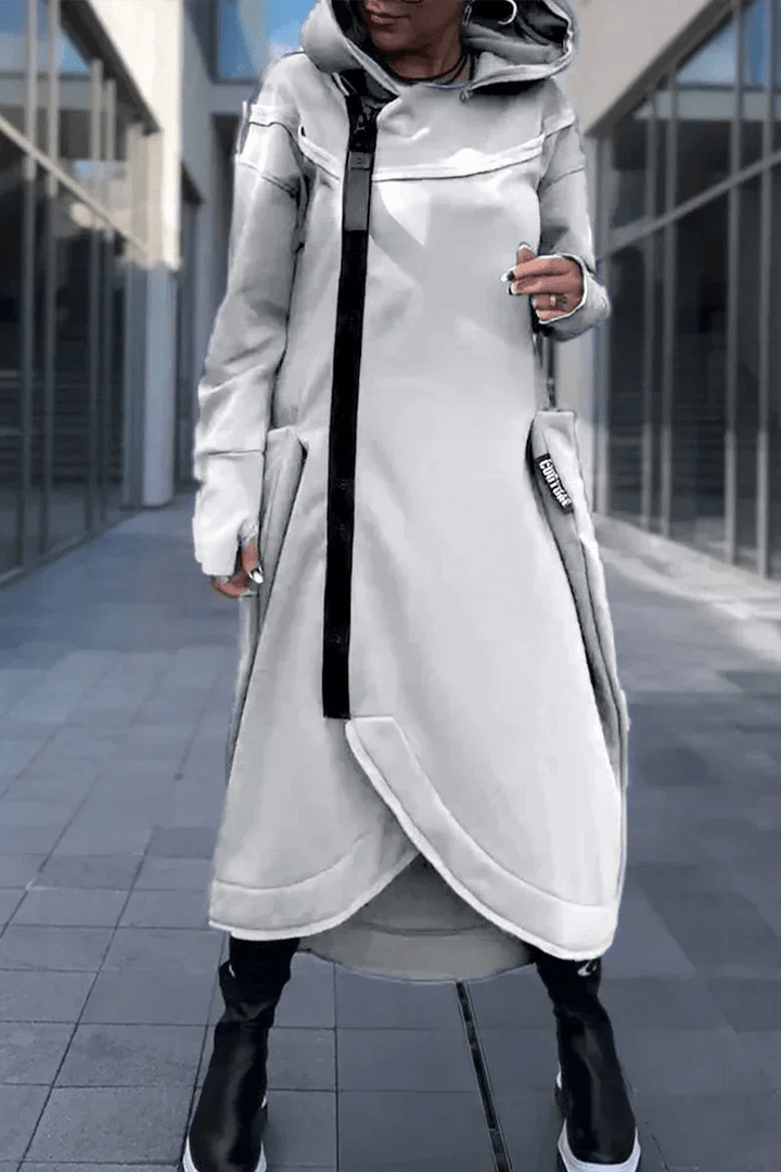 Rachele | Lightweight Long Zip - up Hoodie Dress - Ciara & Fiona