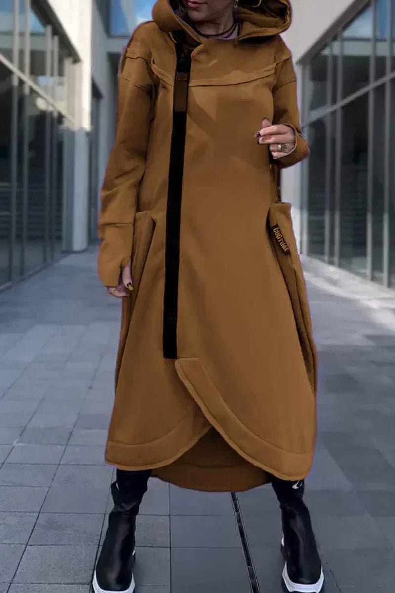 Rachele | Lightweight Long Zip - up Hoodie Dress - Ciara & Fiona