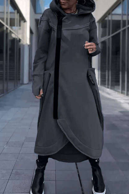 Rachele | Lightweight Long Zip - up Hoodie Dress - Ciara & Fiona