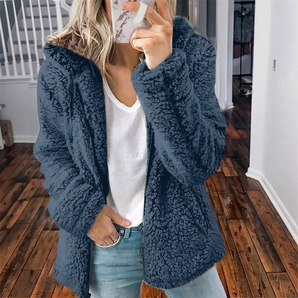 Raina | Winter Lamb Wool Plush Hooded Jacket - Ciara & Fiona