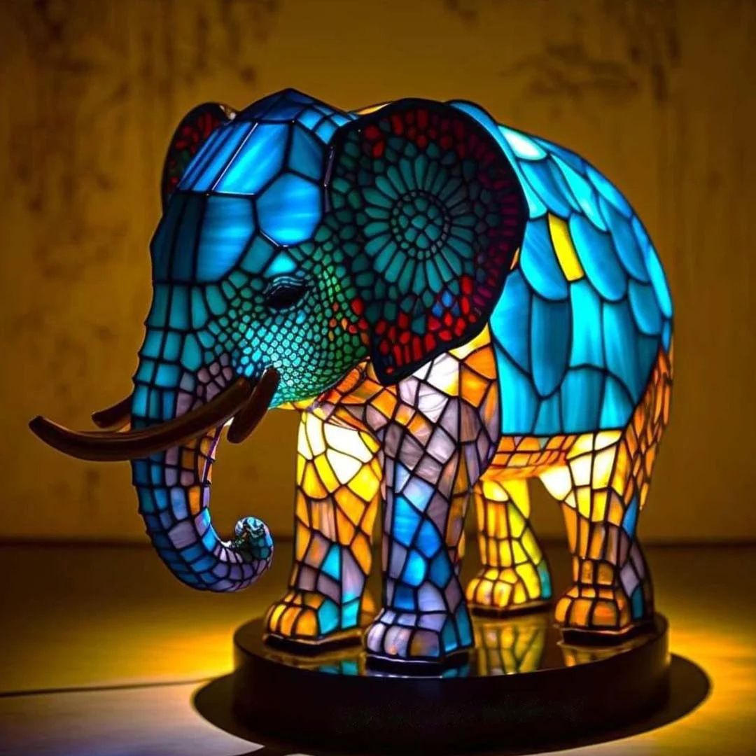 Rajah | Elephant Lamp Magisk in Coloured Glass - Ciara & Fiona
