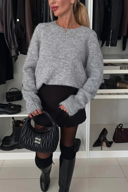 Rebecca | Elegant Velvet Bow Knit Sweater - Ciara & Fiona