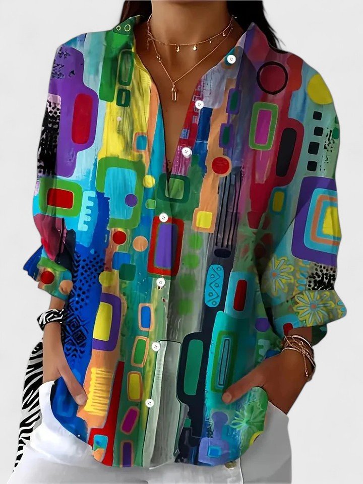 Rose™ | Elegant Geometric Pattern Blouse - Luna Hampton