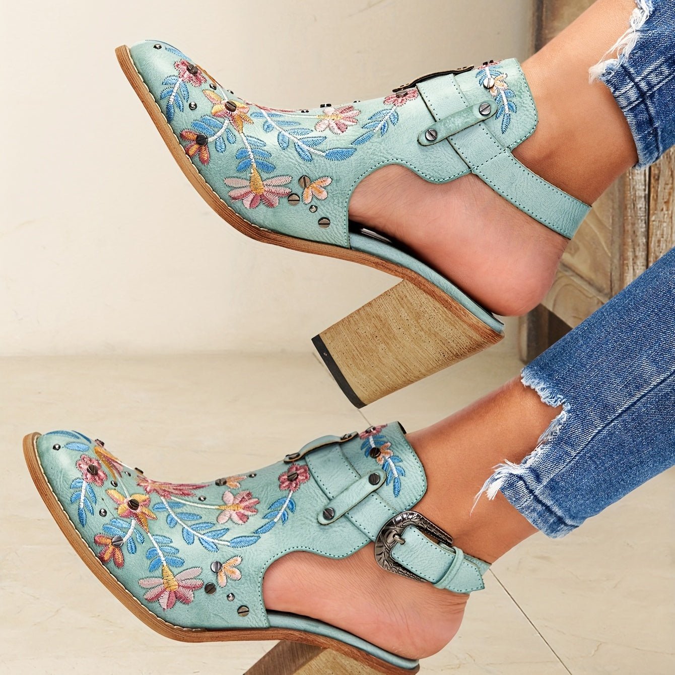 Rosine | Vintage Floral Ankle Boots - Ciara & Fiona