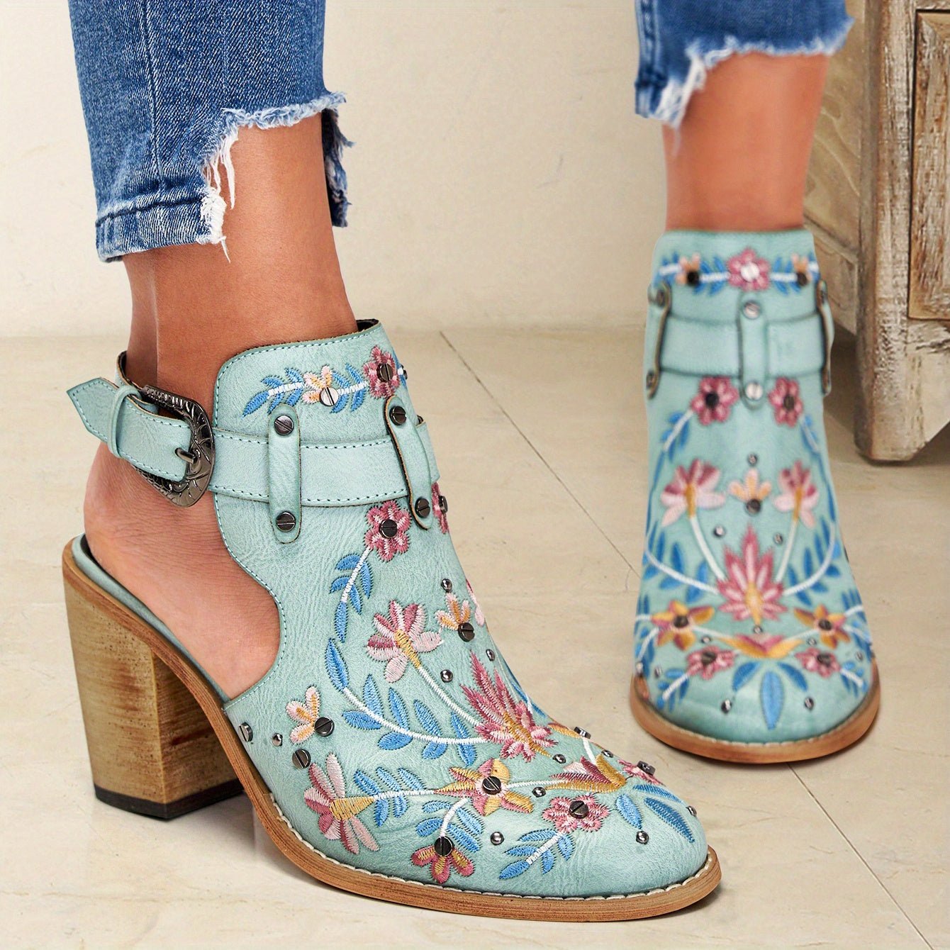 Rosine | Vintage Floral Ankle Boots - Ciara & Fiona