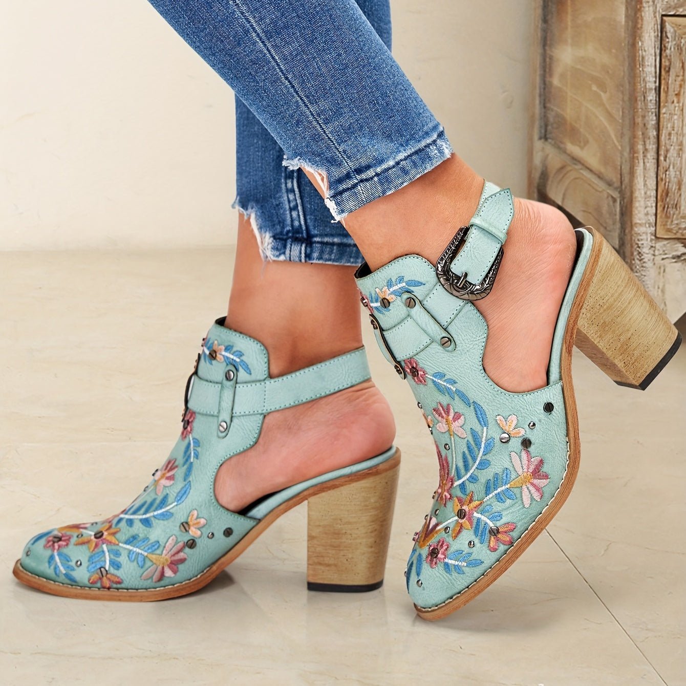 Rosine | Vintage Floral Ankle Boots - Ciara & Fiona