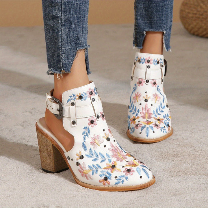 Rosine | Vintage Floral Ankle Boots - Ciara & Fiona