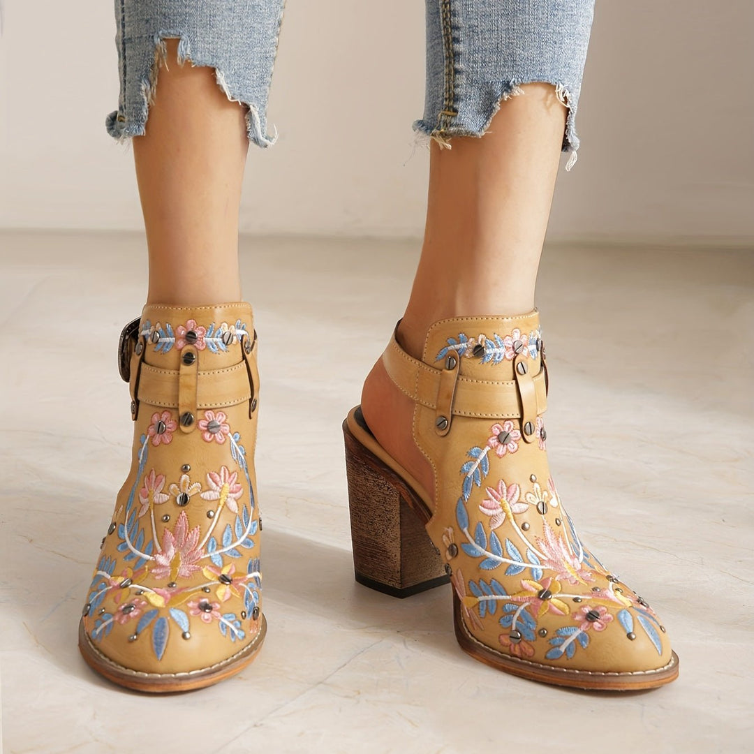 Rosine | Vintage Floral Ankle Boots - Ciara & Fiona
