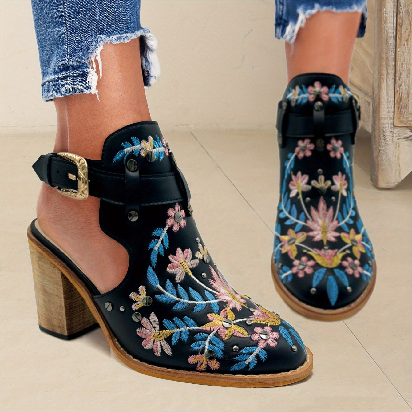 Rosine | Vintage Floral Ankle Boots - Ciara & Fiona