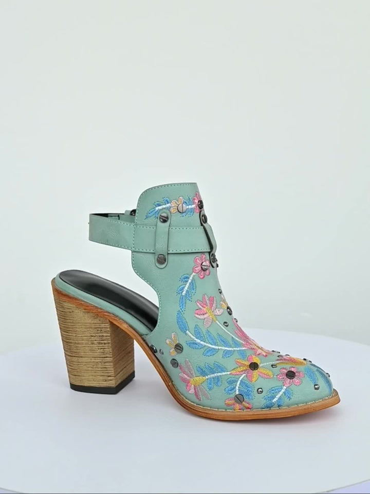 Rosine | Vintage Floral Ankle Boots - Ciara & Fiona