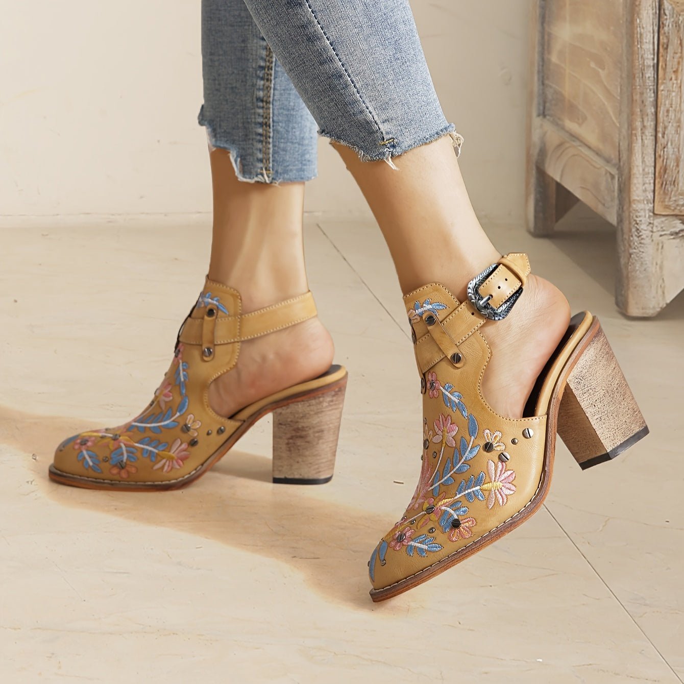 Rosine | Vintage Floral Ankle Boots - Ciara & Fiona