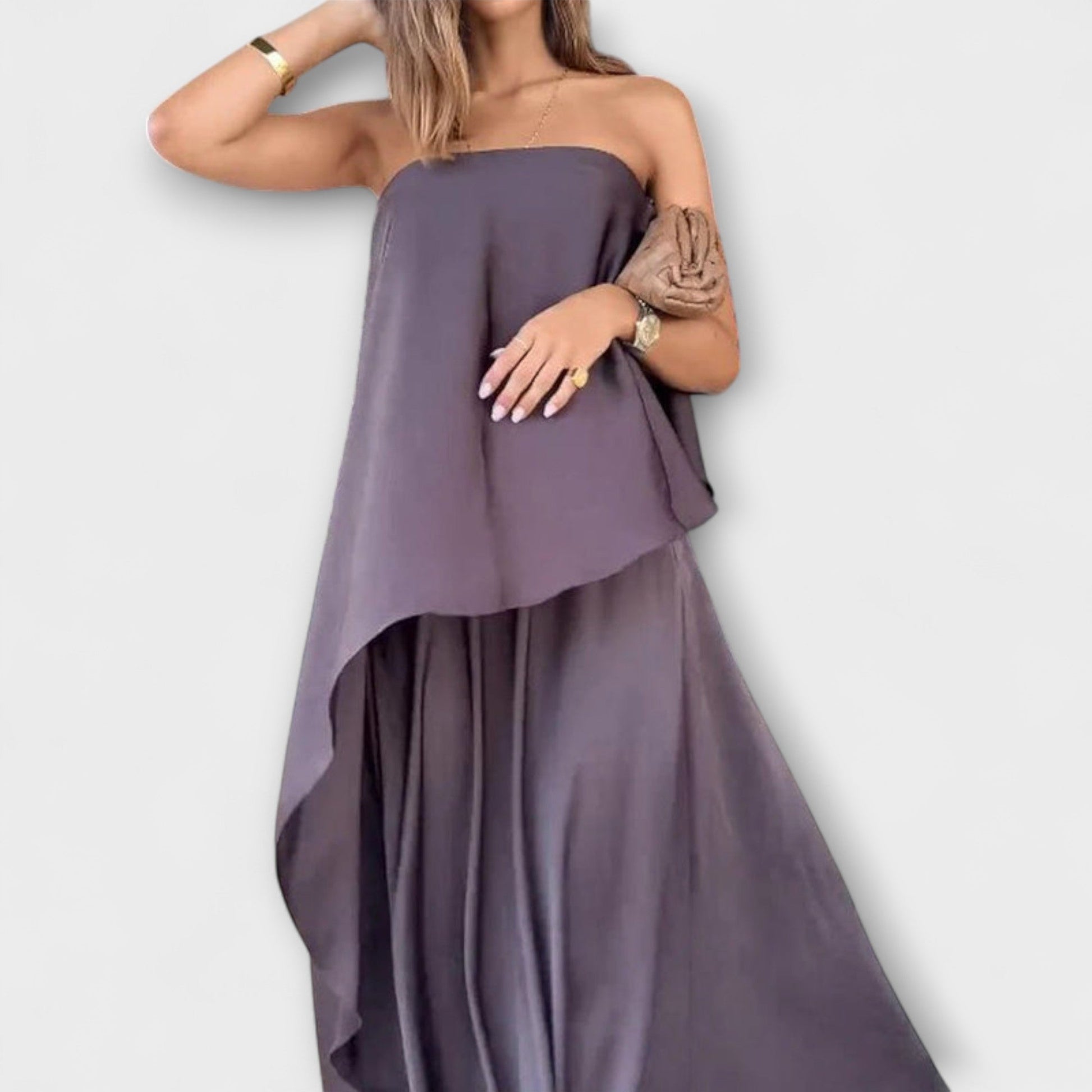 Ruby - Chic Sleeveless Bandeau Top and Skirt - Luna Hampton