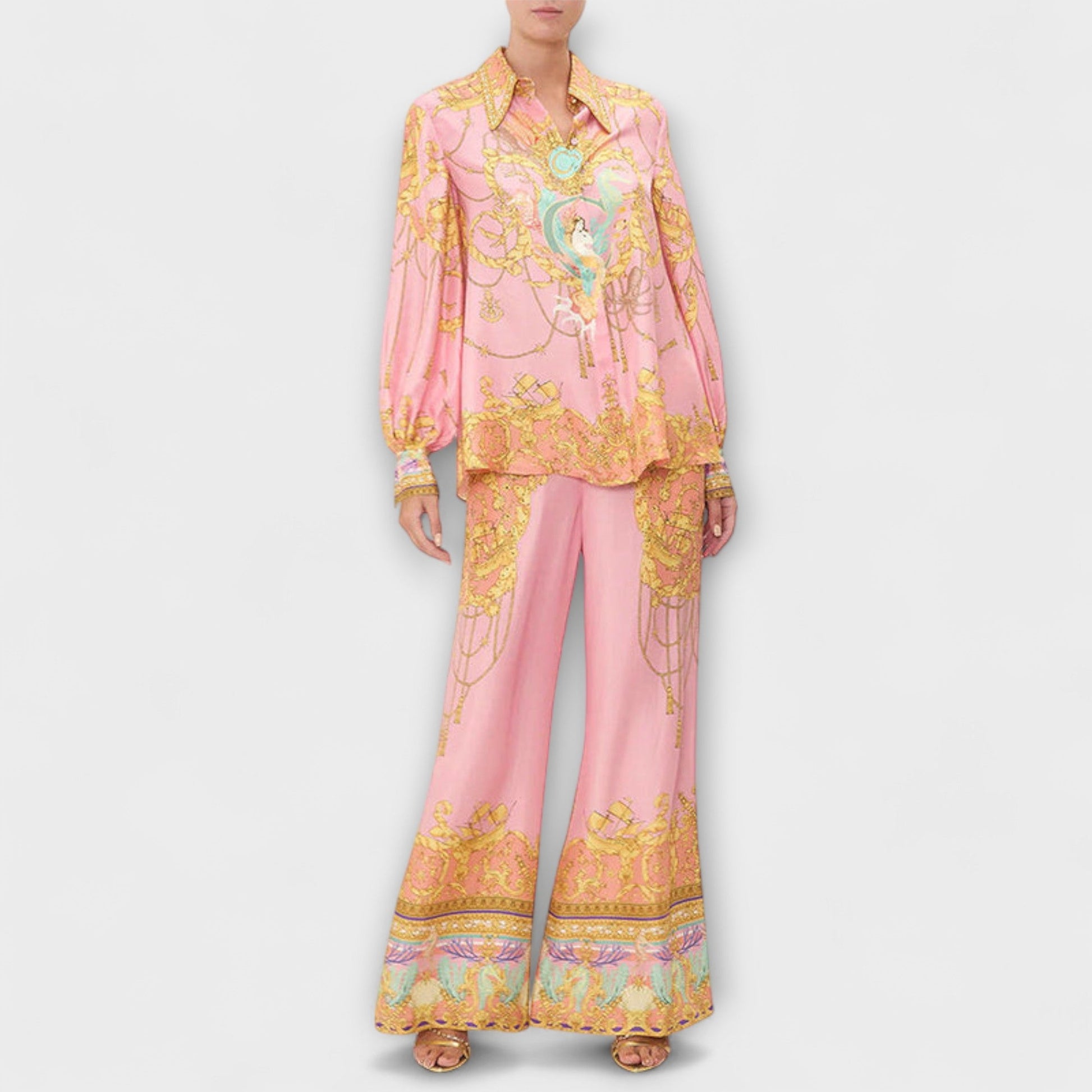 Sage - Mermaid Relaxed Shirt and Elastic Waist Pants Set - Luna Hampton