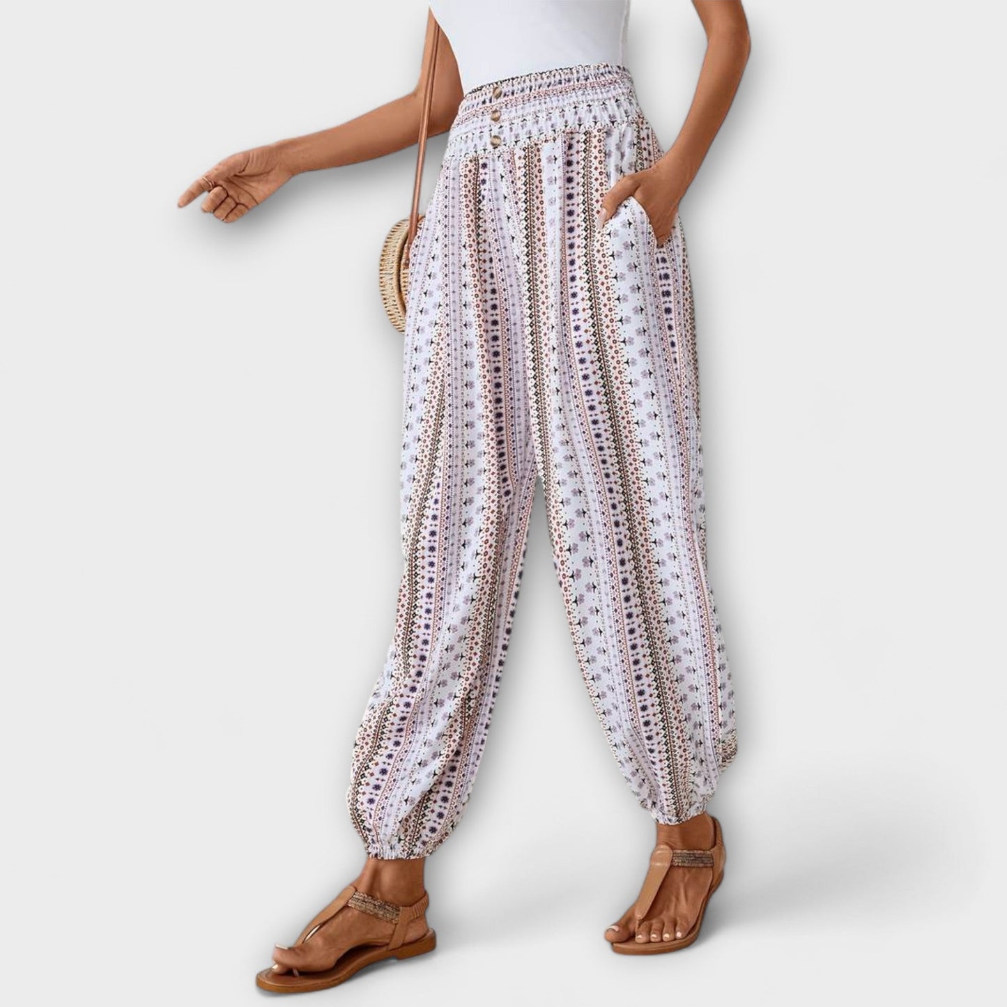 Scarlett - Pants with Ethnic Graphic - Luna Hampton