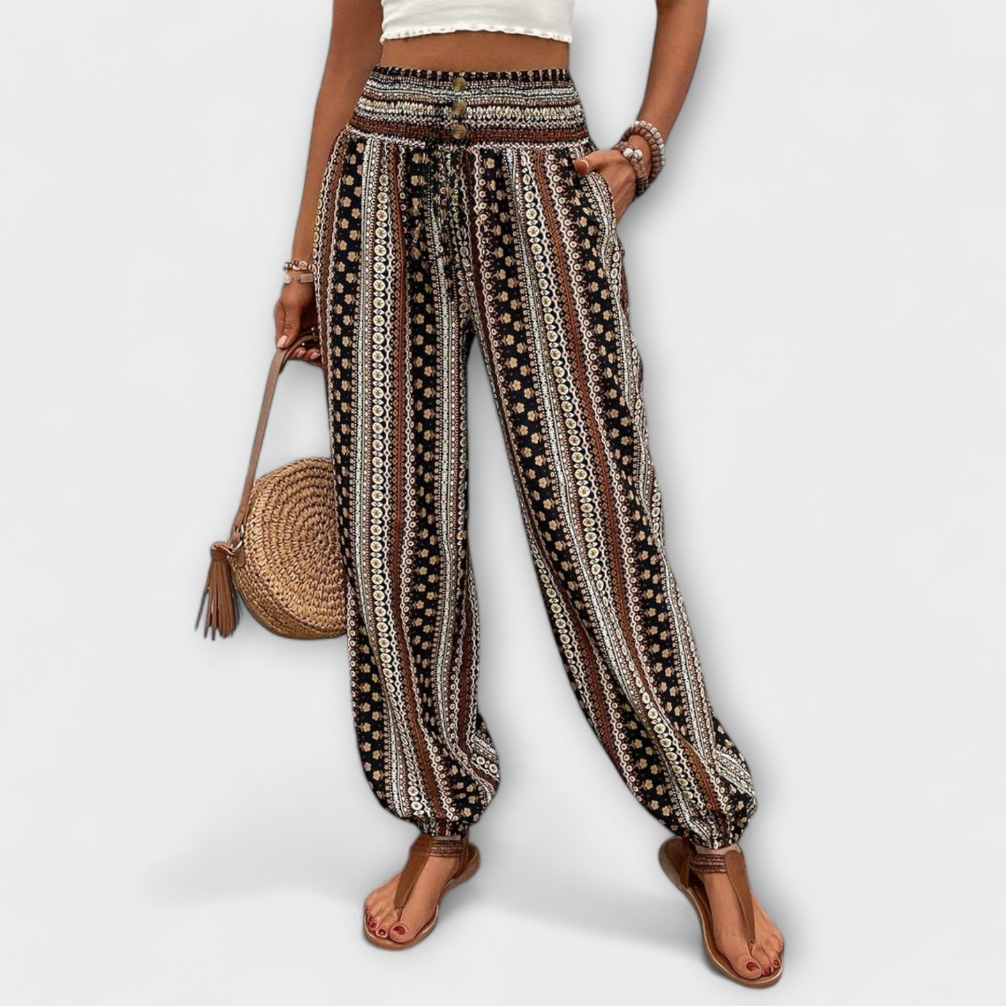 Scarlett - Pants with Ethnic Graphic - Luna Hampton