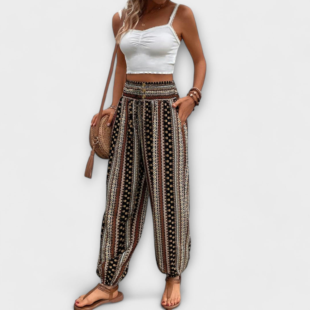 Scarlett - Pants with Ethnic Graphic - Luna Hampton