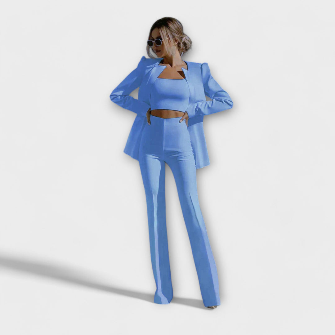 Selina - Stylish 3 - Piece Set (Blazer, Top, Pants) - Luna Hampton