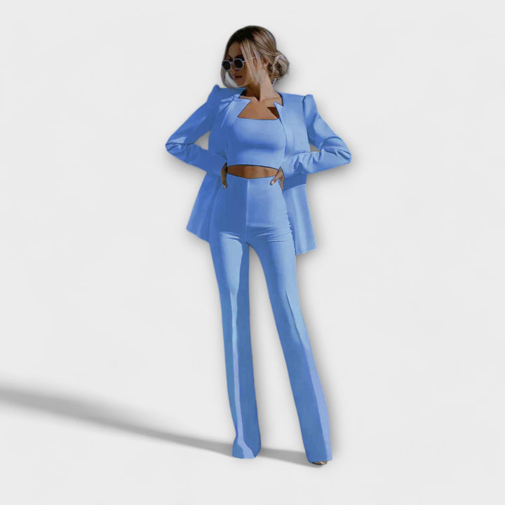 Selina - Stylish 3 - Piece Set (Blazer, Top, Pants) - Luna Hampton
