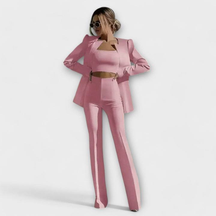 Selina - Stylish 3 - Piece Set (Blazer, Top, Pants) - Luna Hampton