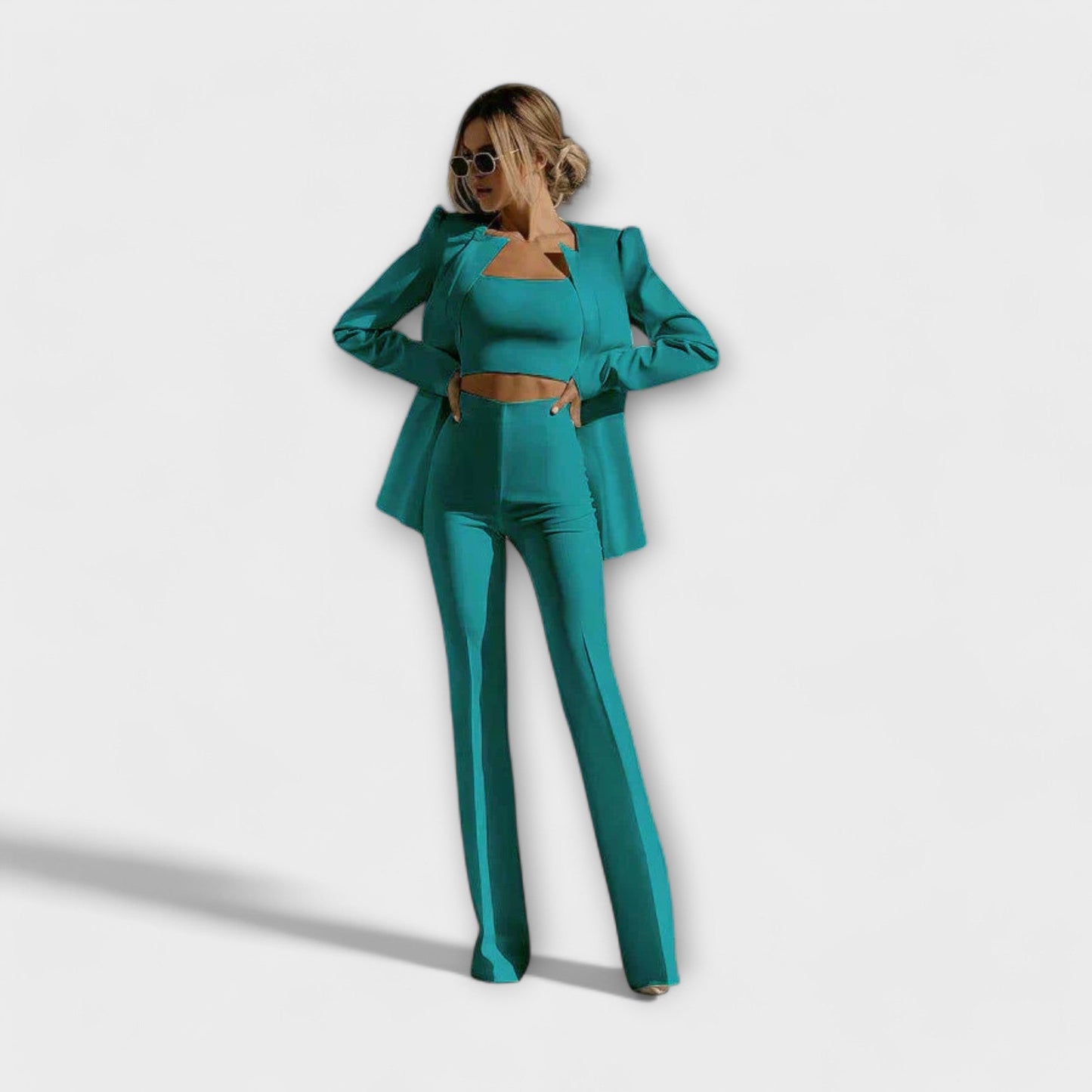 Selina - Stylish 3 - Piece Set (Blazer, Top, Pants) - Luna Hampton