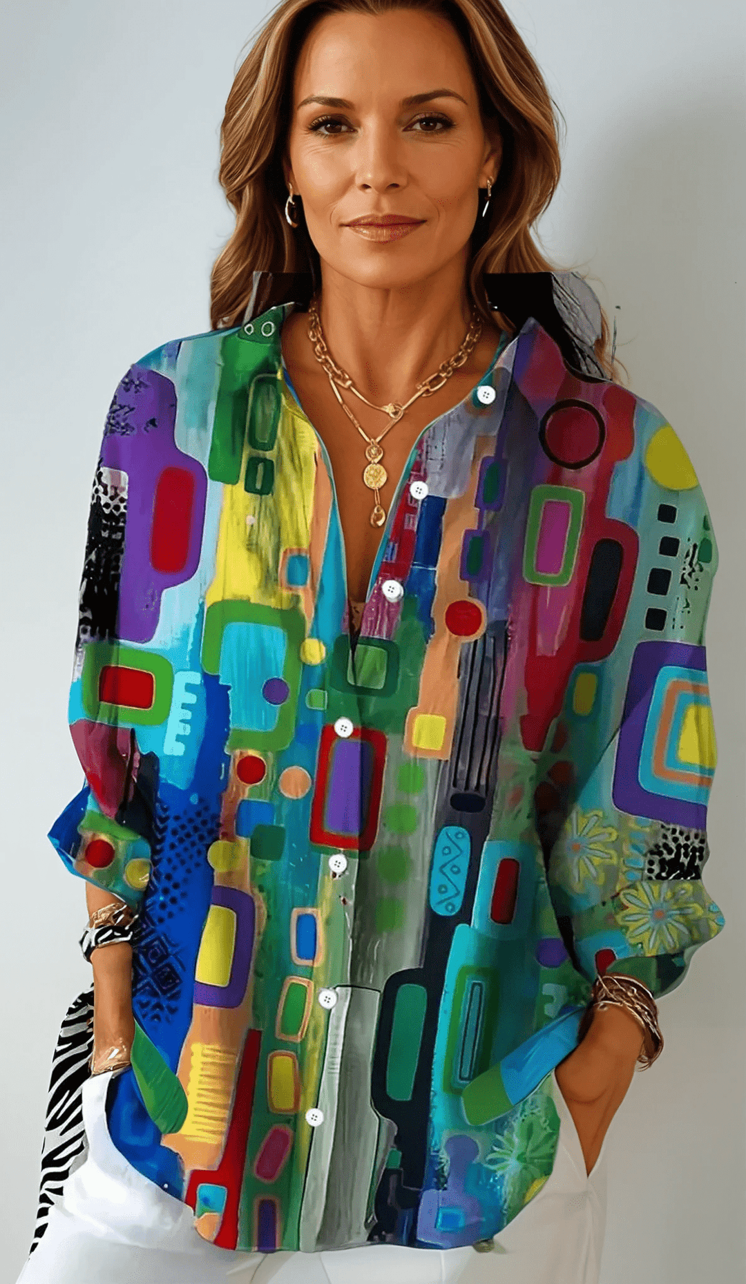 SELVARA | Elegant Geometric Blouse - Ciara & Fiona