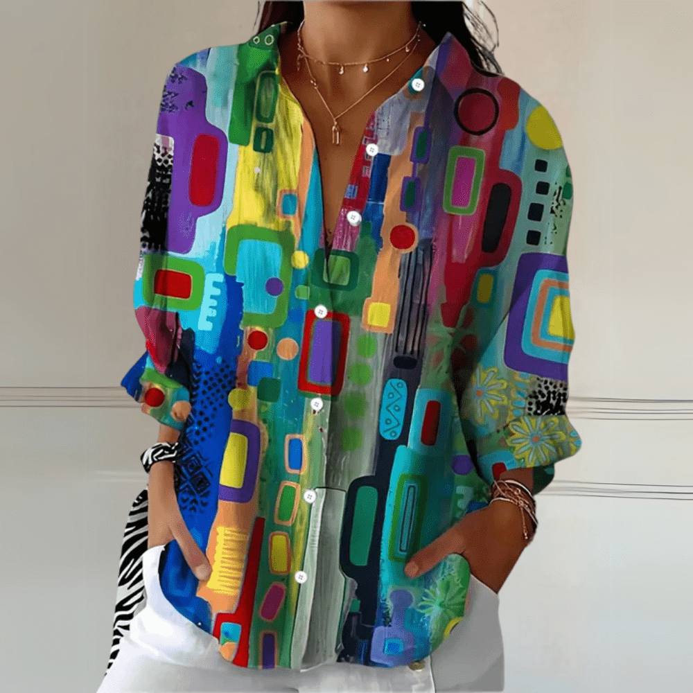 SELVARA | Elegant Geometric Blouse - Ciara & Fiona