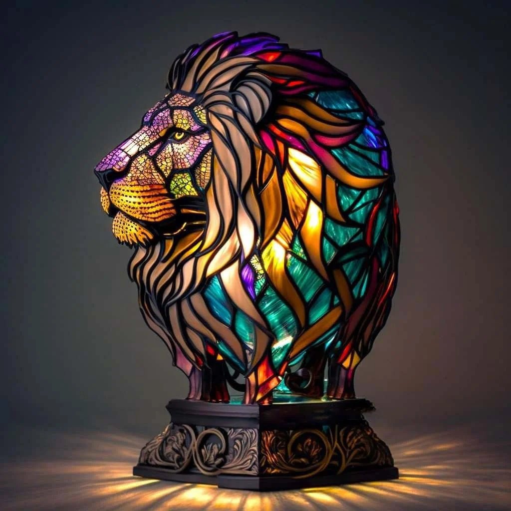 Simba | Magical Lion Lamp in Coloured Glass - Ciara & Fiona