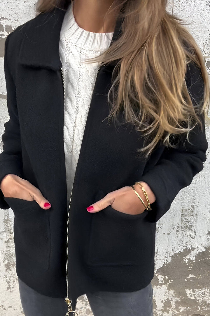 Sutton | Stylish Lapel Zipper Jacket - Ciara & Fiona
