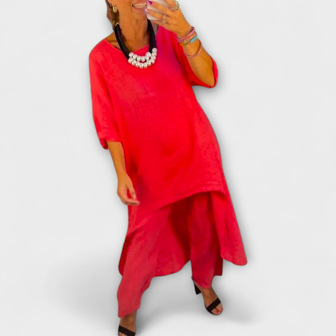 Tabea - Linen Suit with Round Neckline - Luna Hampton