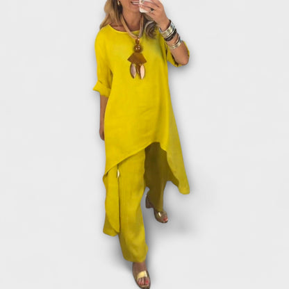 Tabea - Linen Suit with Round Neckline - Luna Hampton