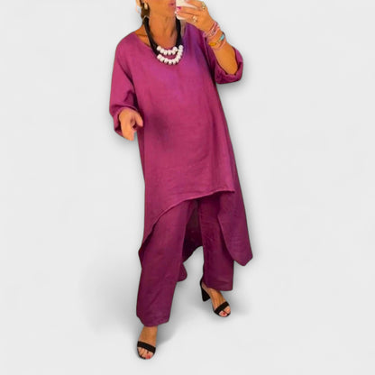 Tabea - Linen Suit with Round Neckline - Luna Hampton