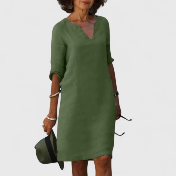 Taylor | Comfortable V - Neck Dress - Luna Hampton