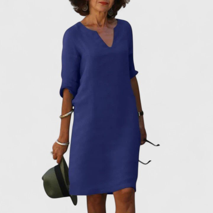 Taylor | Comfortable V - Neck Dress - Luna Hampton