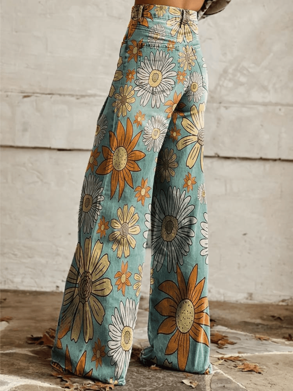 Tonia | Vintage Wide - Leg Floral Pants - Ciara & Fiona