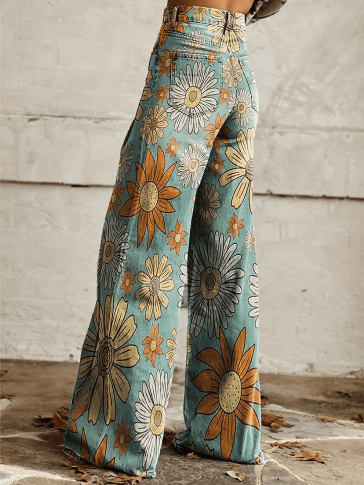 Tonia | Vintage Wide - Leg Floral Pants - Ciara & Fiona