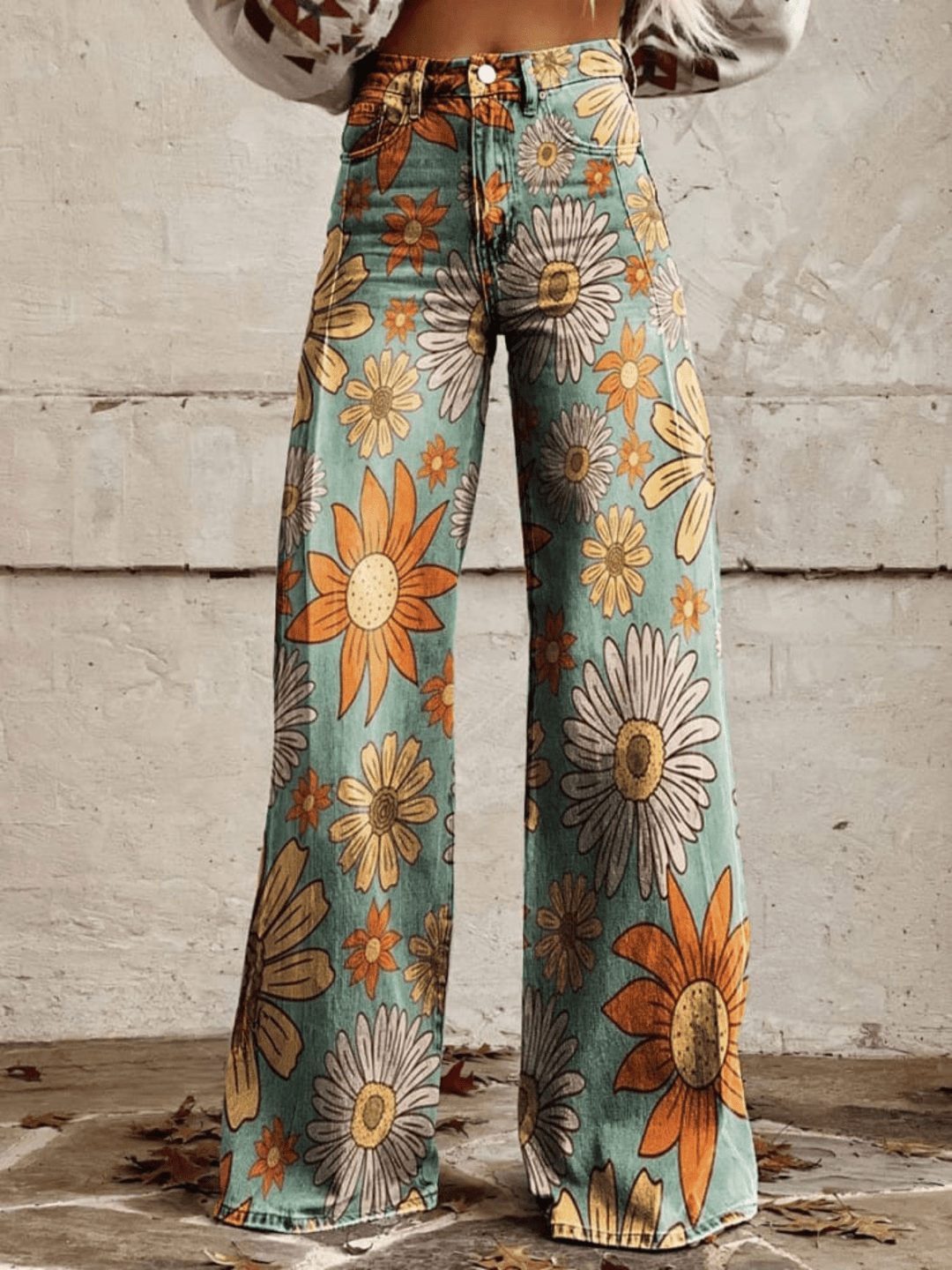 Tonia | Vintage Wide - Leg Floral Pants - Ciara & Fiona