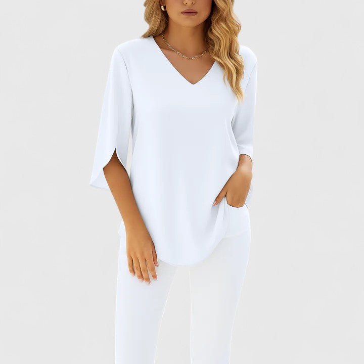 Violetta™ | Sophisticated V - Neck Blouse - Luna Hampton