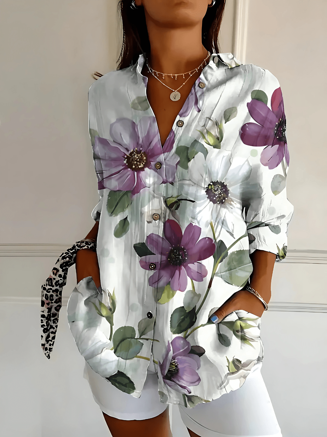 Viviana | Floral Wave Cotton Blouse - Ciara & Fiona
