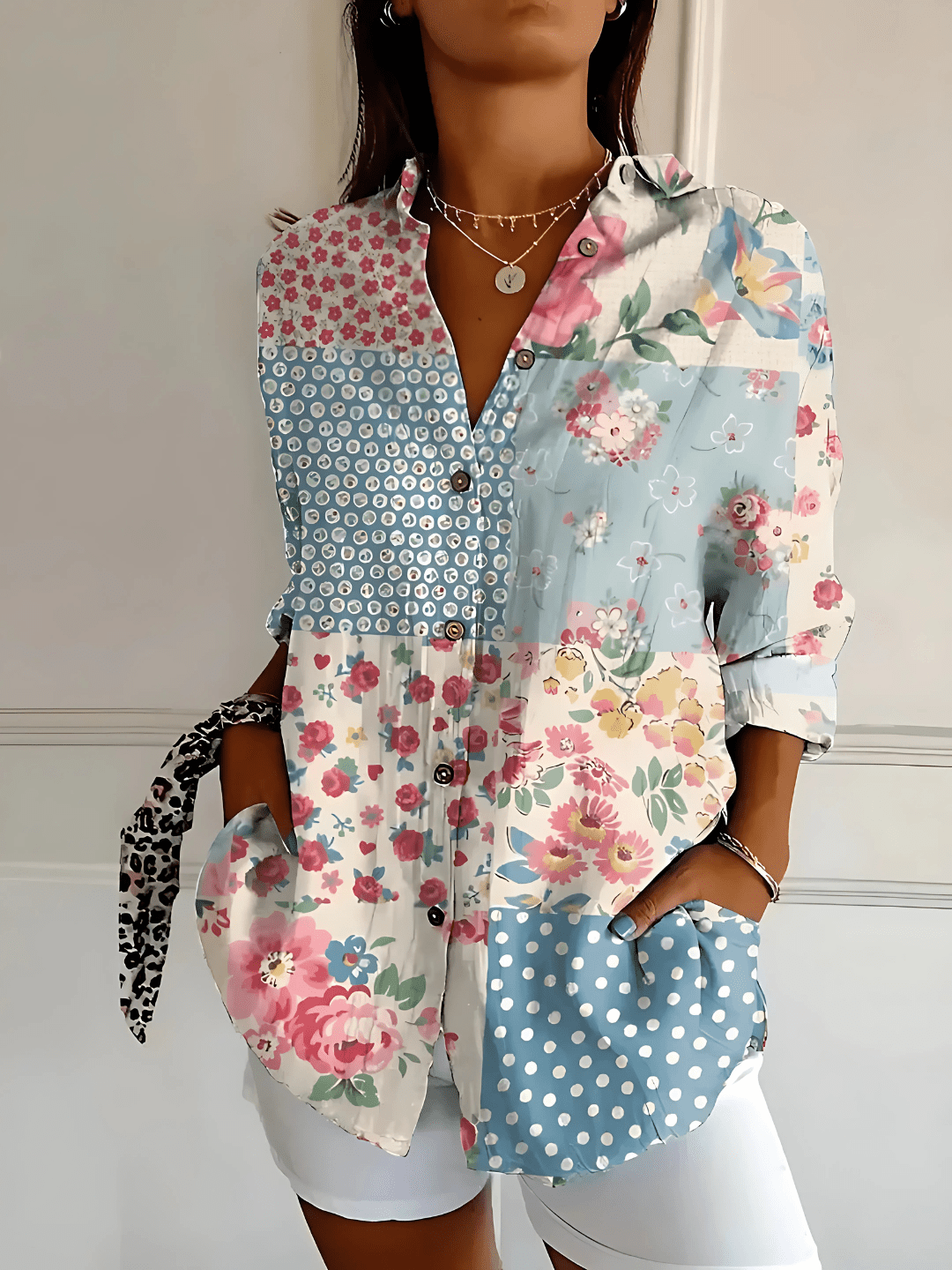 Viviana | Floral Wave Cotton Blouse - Ciara & Fiona