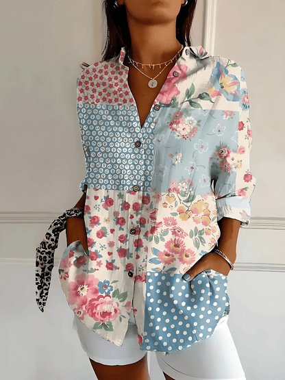 Viviana | Floral Wave Cotton Blouse - Ciara & Fiona