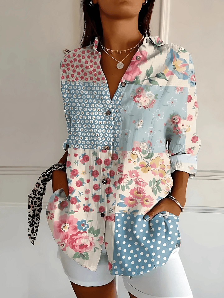 Viviana | Floral Wave Cotton Blouse - Ciara & Fiona
