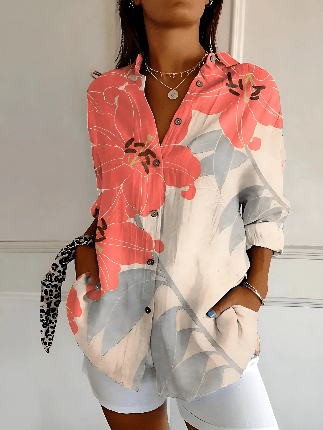 Viviana | Floral Wave Cotton Blouse - Ciara & Fiona