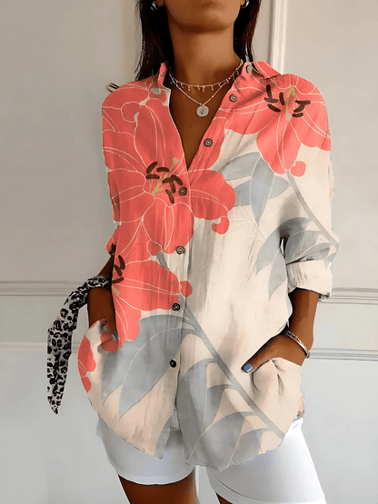 Viviana | Floral Wave Cotton Blouse - Ciara & Fiona
