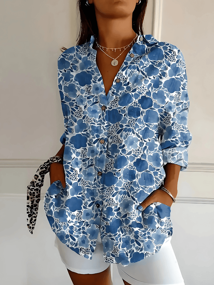 Viviana | Floral Wave Cotton Blouse - Ciara & Fiona