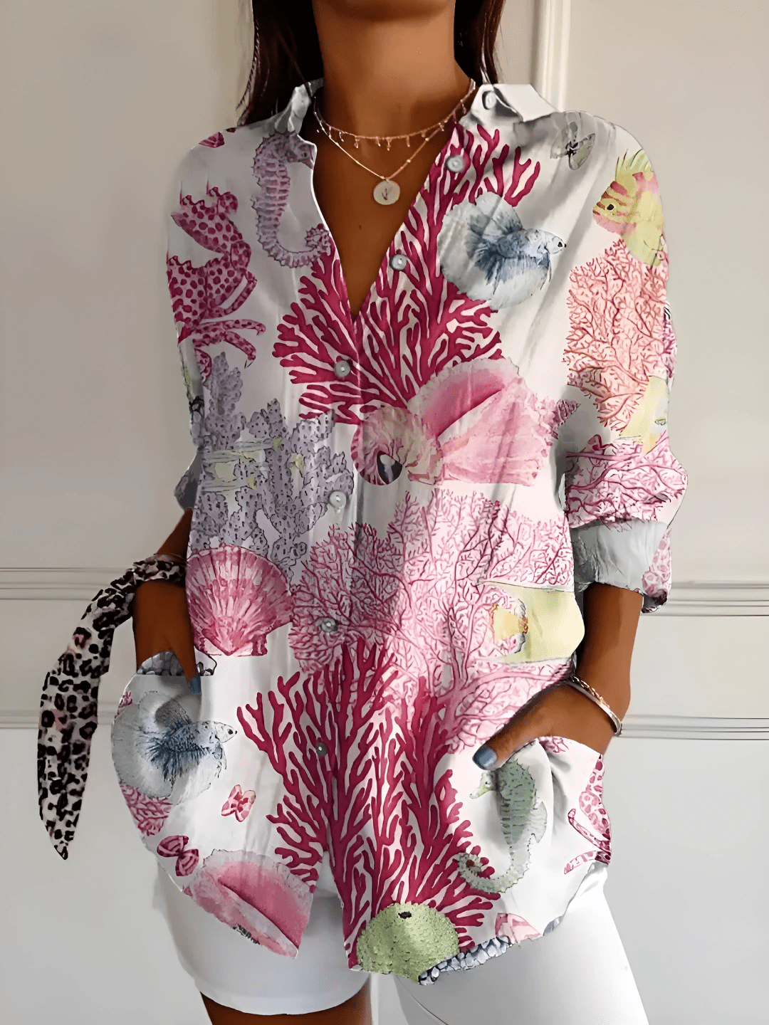 Viviana | Floral Wave Cotton Blouse - Ciara & Fiona