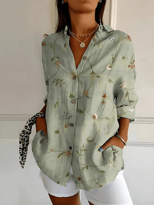 Viviana | Floral Wave Cotton Blouse - Ciara & Fiona