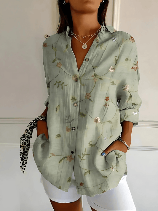 Viviana | Floral Wave Cotton Blouse - Ciara & Fiona