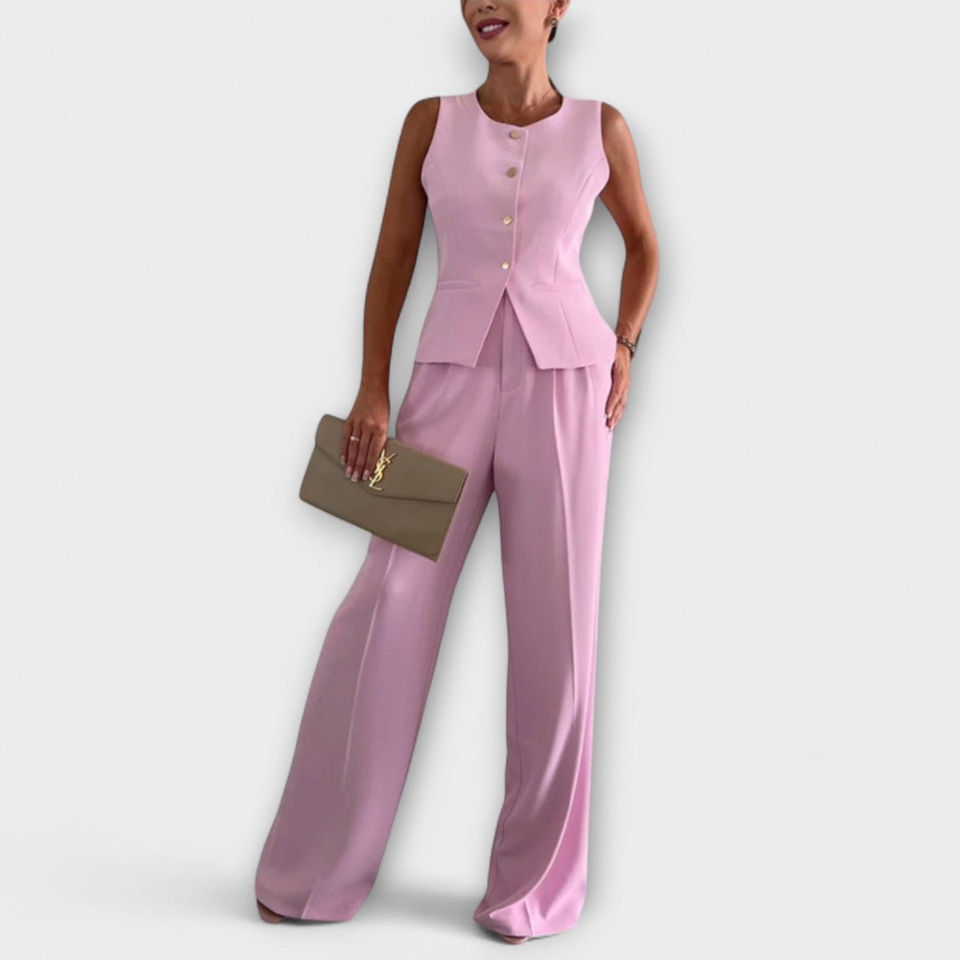 Wilhelmina - Chic Sleeveless Top and Pants Ensemble - Luna Hampton